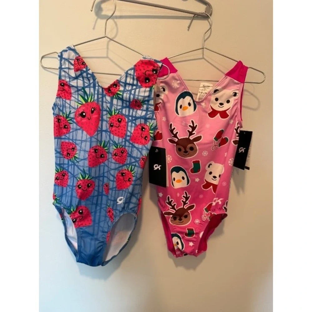 GK Gymnastics Leotard Bundle NWT Size CL (140) – Strawberry & Winter Animal